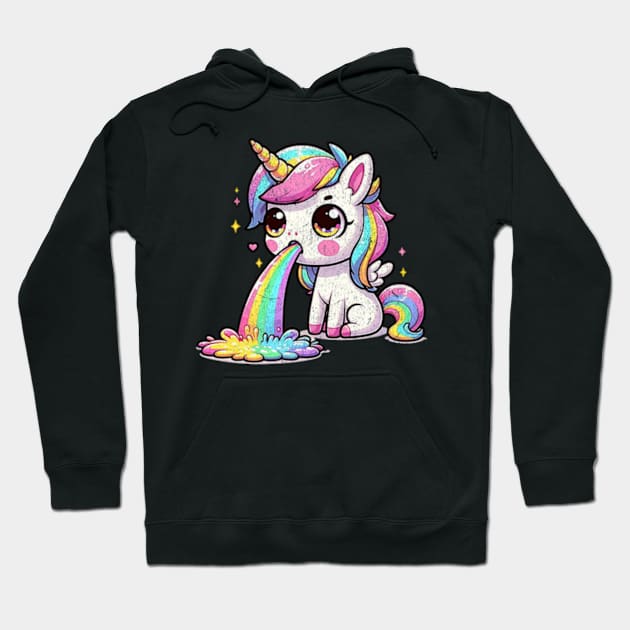 Kawaii Unicorn Vomiting a Rainbow Pastel Goth Funny Hoodie by Lavender Celeste